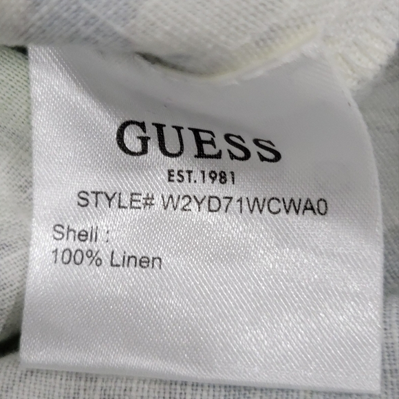 Guess 100% Linen All Over Floral Long Puffed Sleeves Shorts Romper Size S Summer - Picture 11 of 12